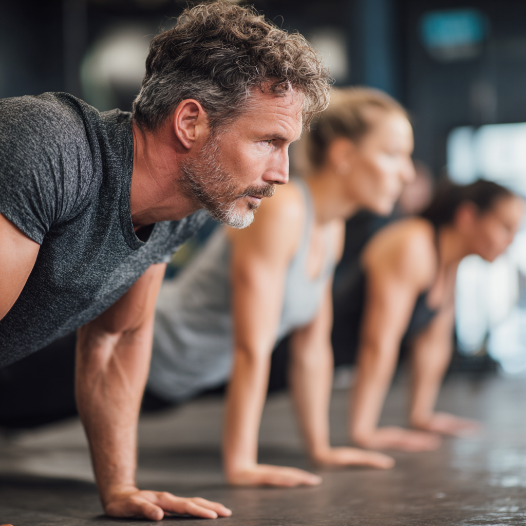 Група людей різних вікових груп разом відпочивають після тренування з посмішками